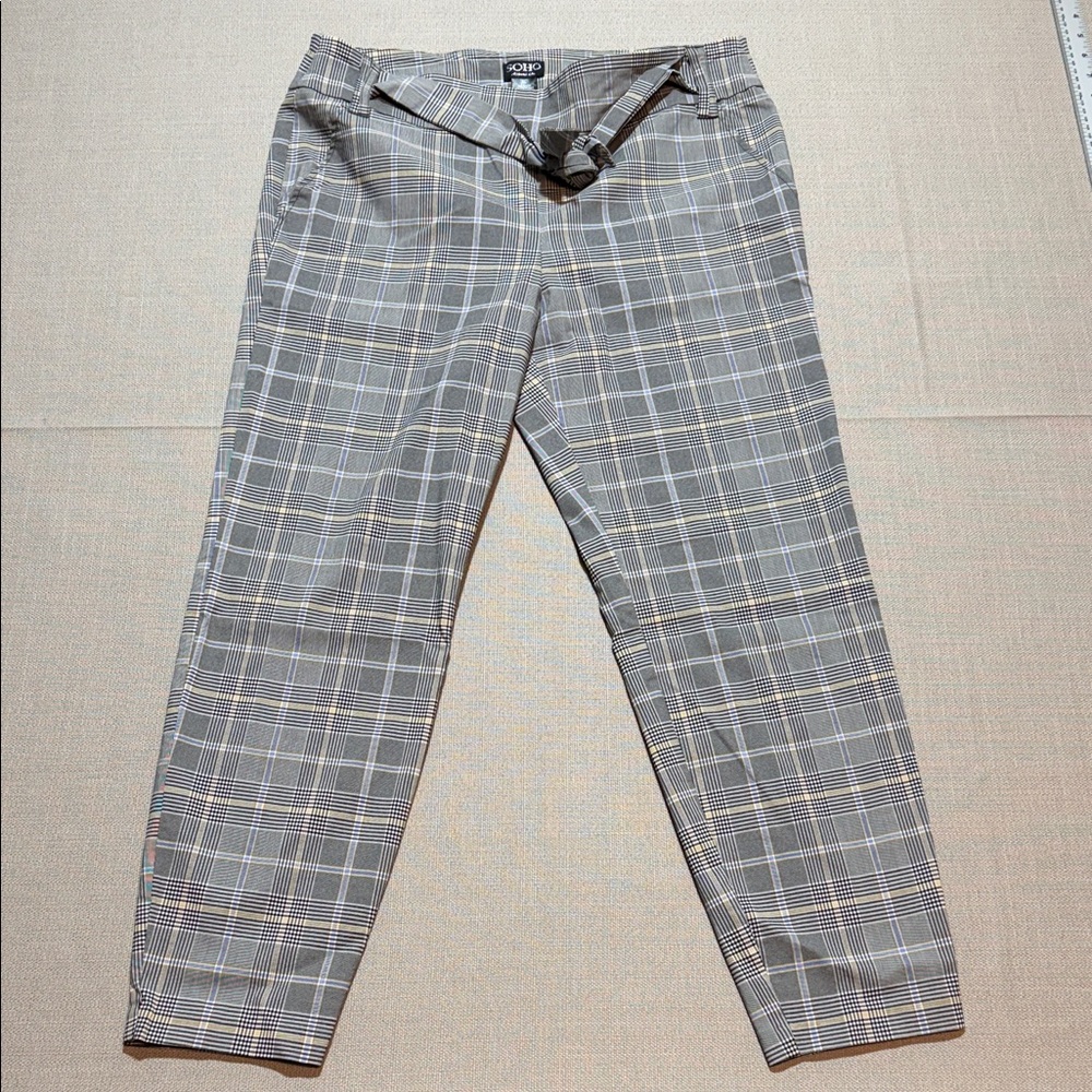 Women’s Soho Gray Plaid Tailored Trousers Size XL